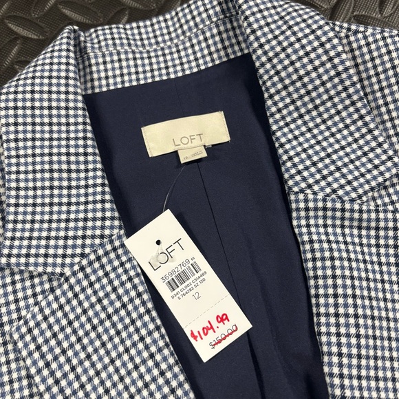 LOFT Houndstooth Blazer & Skirt Set Navy White NWT Mixed Sizes 12 / 14 - Picture 2 of 16